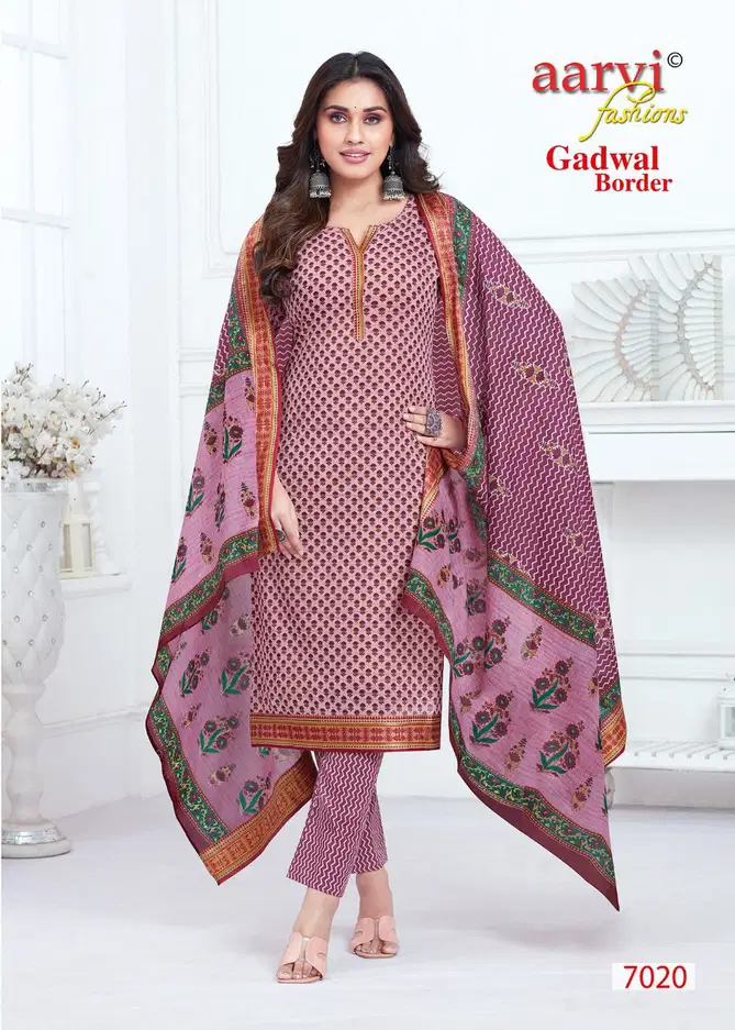 Aarvi Gadwal Border Vol 7 Wholesale Cotton Printed Readymade Dress Catalog
